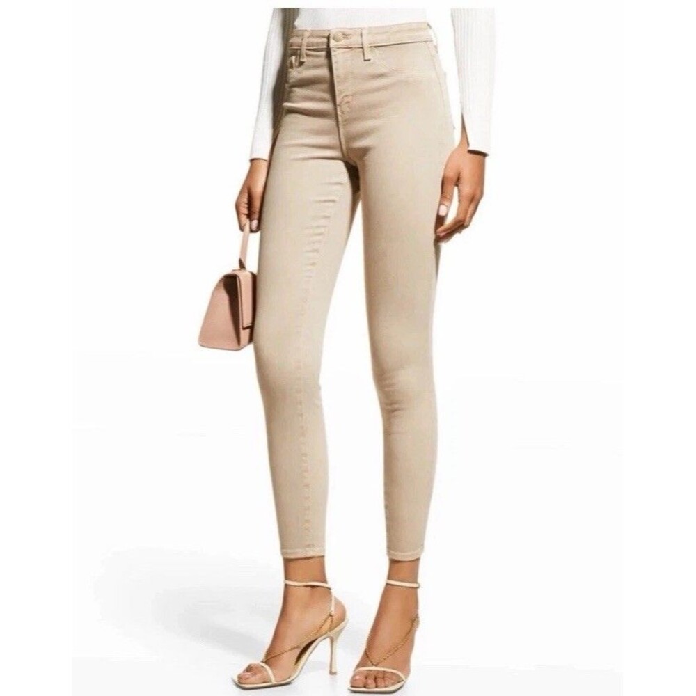 L’AGENCE Margot High Rise Skinny Ankle Jeans Stretch  Comfort Beige Cotton Sz 25